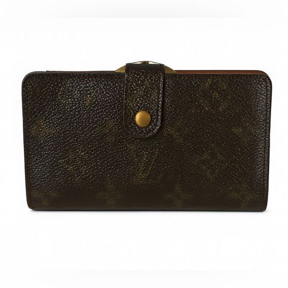 Authentic Louis Vuitton Black and Brown Monogram Wallet KISS lock wallet - Picture 1 of 11